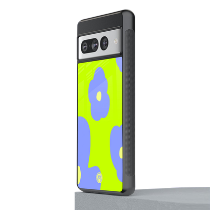 chartreuse arctic flowers back phone cover | glass case for google pixel 7 pro
