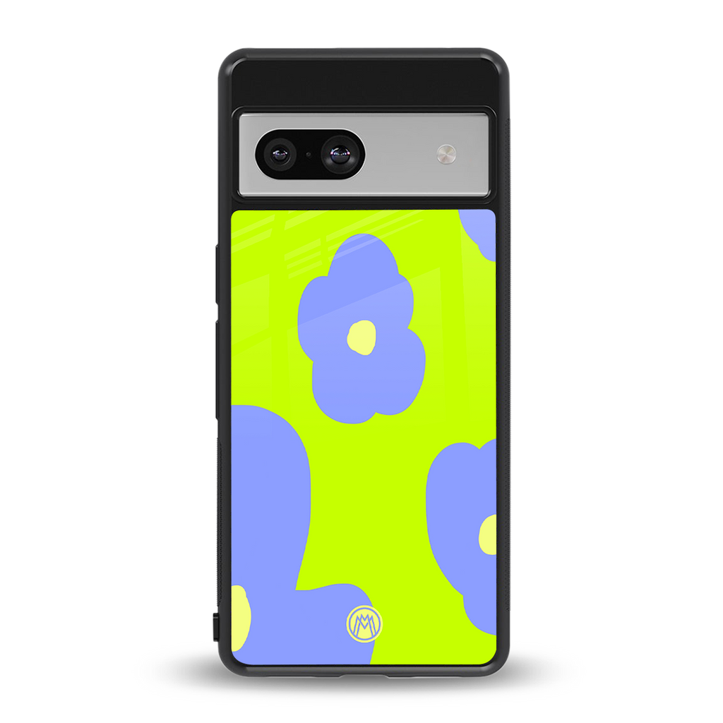 chartreuse arctic flowers back phone cover | glass case for Google Pixel 7A