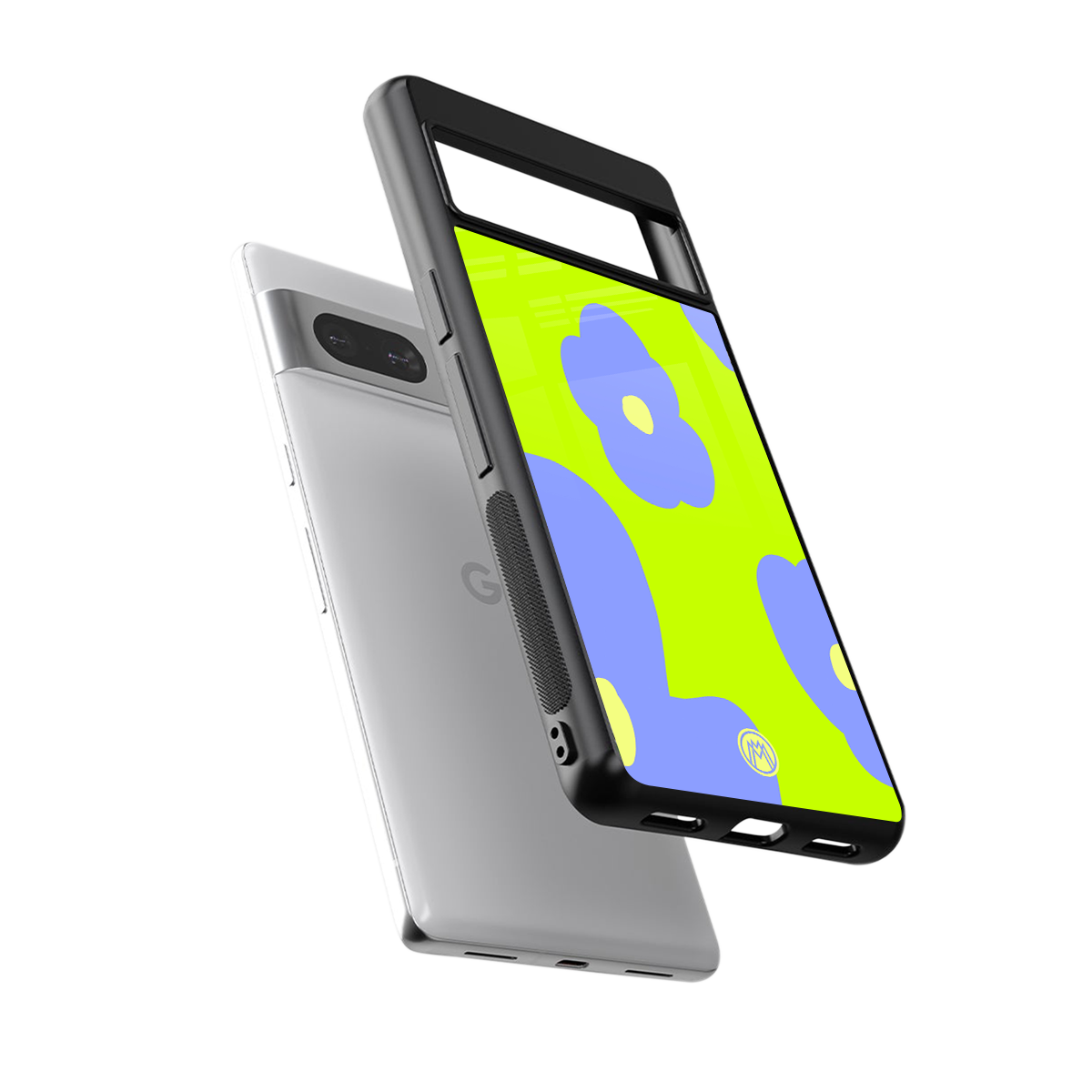 chartreuse arctic flowers back phone cover | glass case for Google Pixel 7A