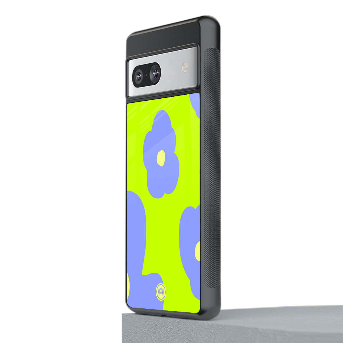 chartreuse arctic flowers back phone cover | glass case for Google Pixel 7A