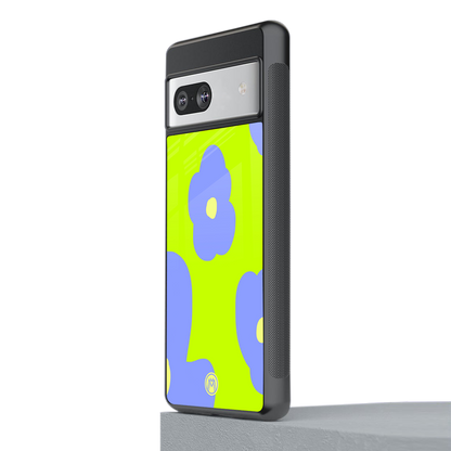 chartreuse arctic flowers back phone cover | glass case for Google Pixel 7A