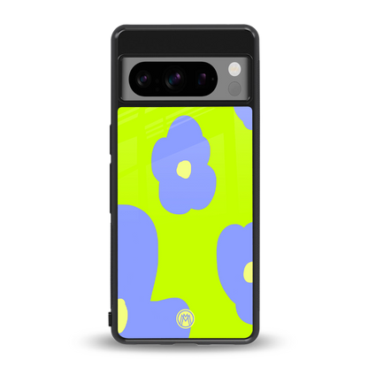 chartreuse arctic flowers back phone cover | glass case for google pixel 8 pro