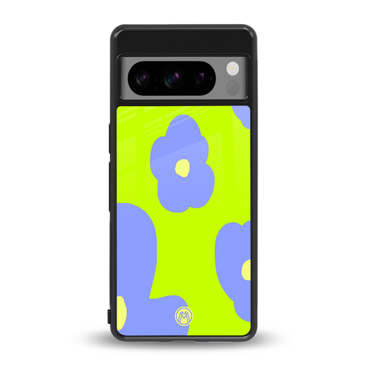 chartreuse arctic flowers back phone cover | glass case for google pixel 8 pro