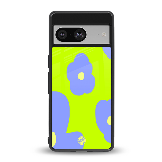 chartreuse arctic flowers back phone cover | glass case for Google Pixel 8