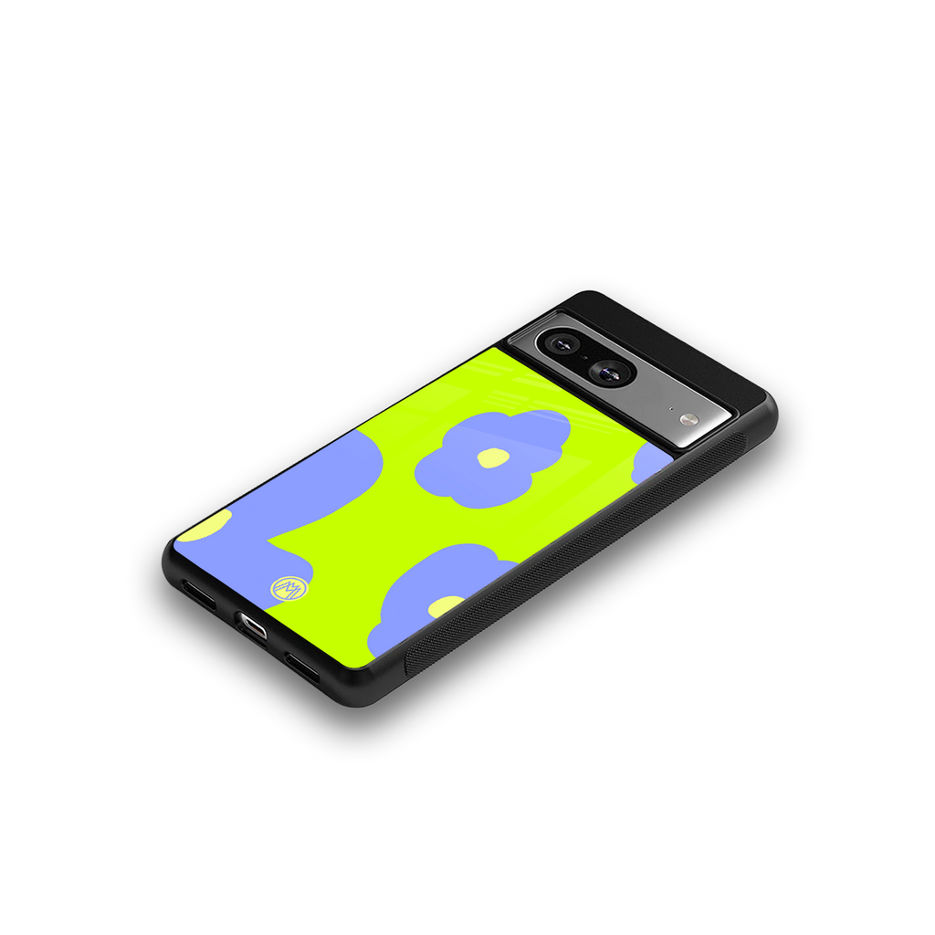 chartreuse arctic flowers back phone cover | glass case for Google Pixel 8