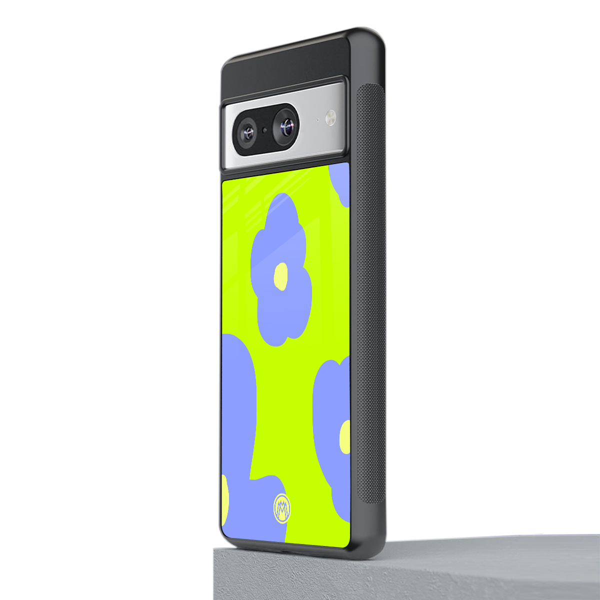 chartreuse arctic flowers back phone cover | glass case for Google Pixel 8