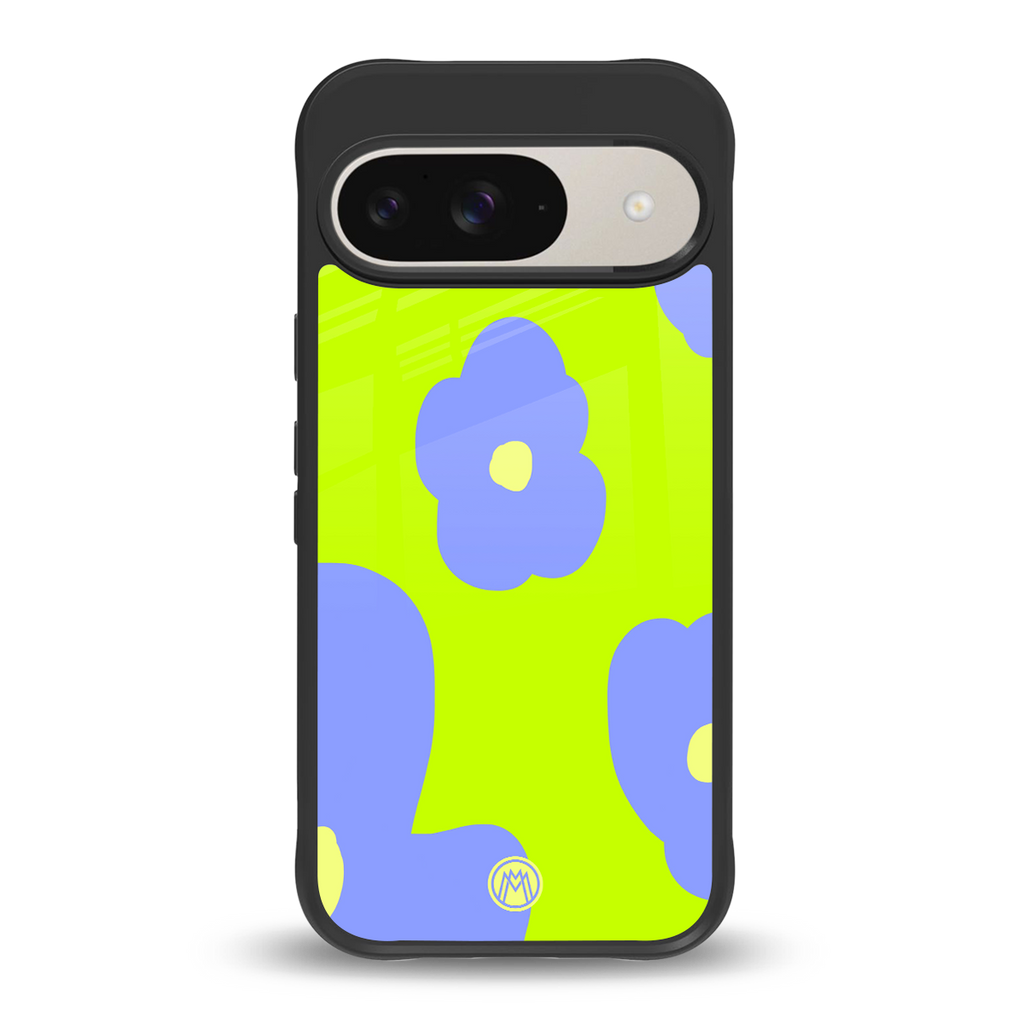 chartreuse arctic flowers back phone cover | glass case for google pixel 9