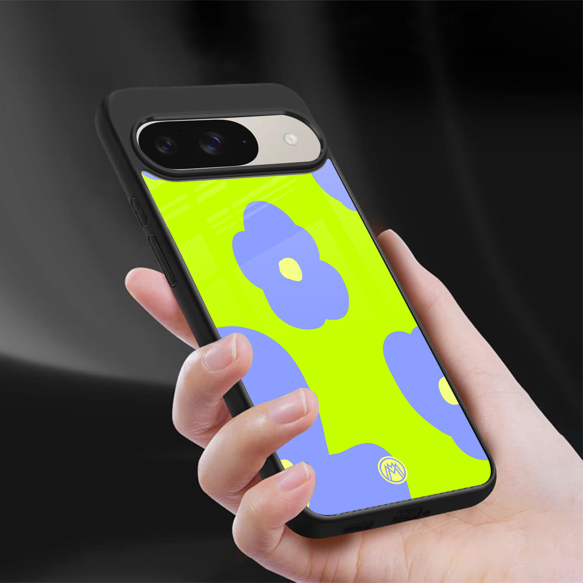 chartreuse arctic flowers back phone cover | glass case for google pixel 9