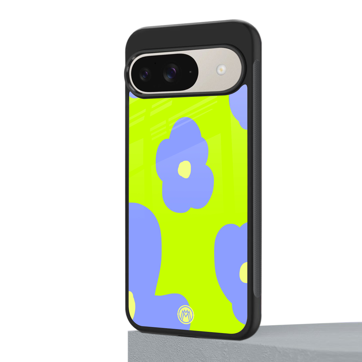 chartreuse arctic flowers back phone cover | glass case for google pixel 9