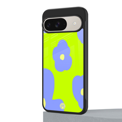 chartreuse arctic flowers back phone cover | glass case for google pixel 9