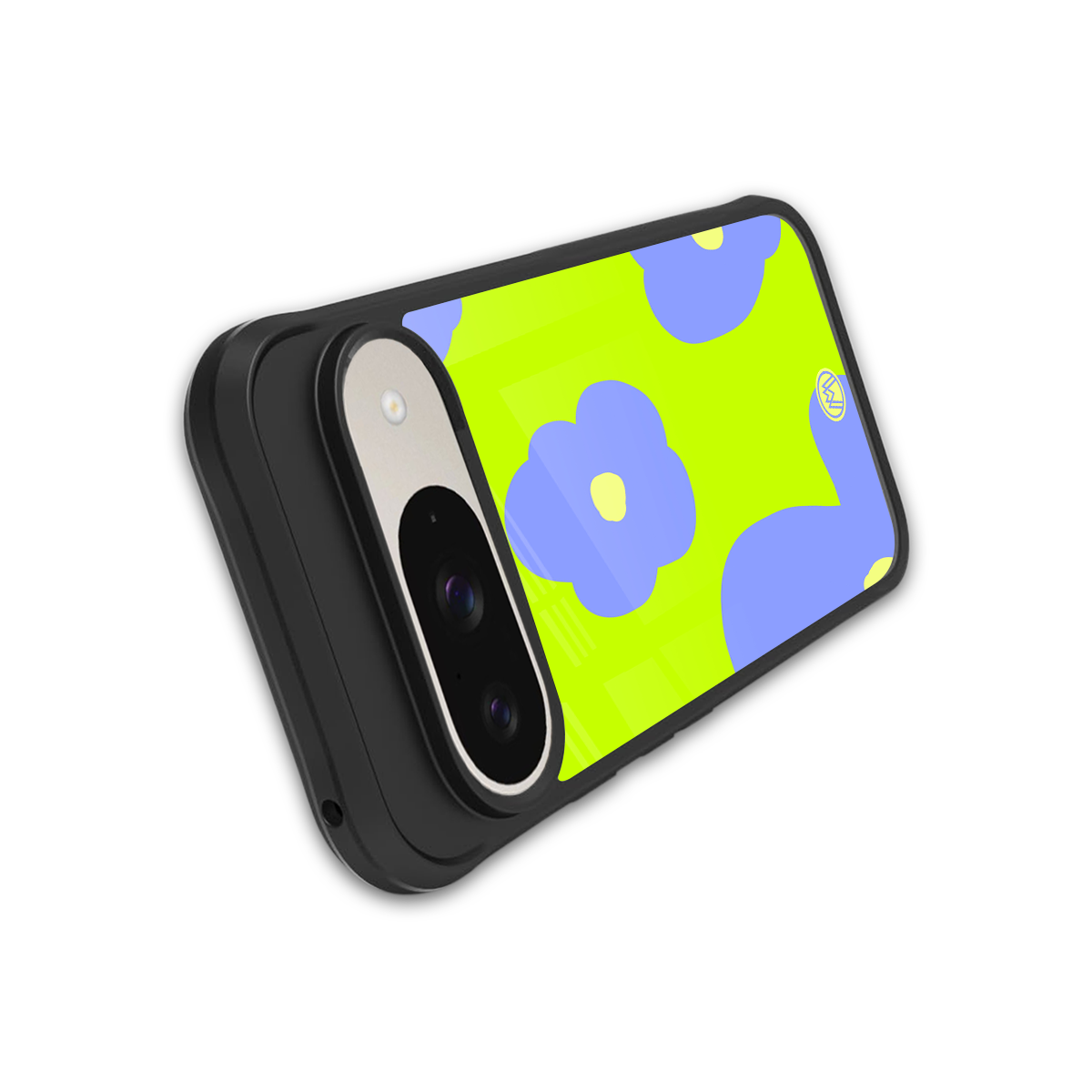 chartreuse arctic flowers back phone cover | glass case for google pixel 9