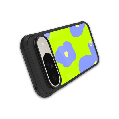chartreuse arctic flowers back phone cover | glass case for google pixel 9