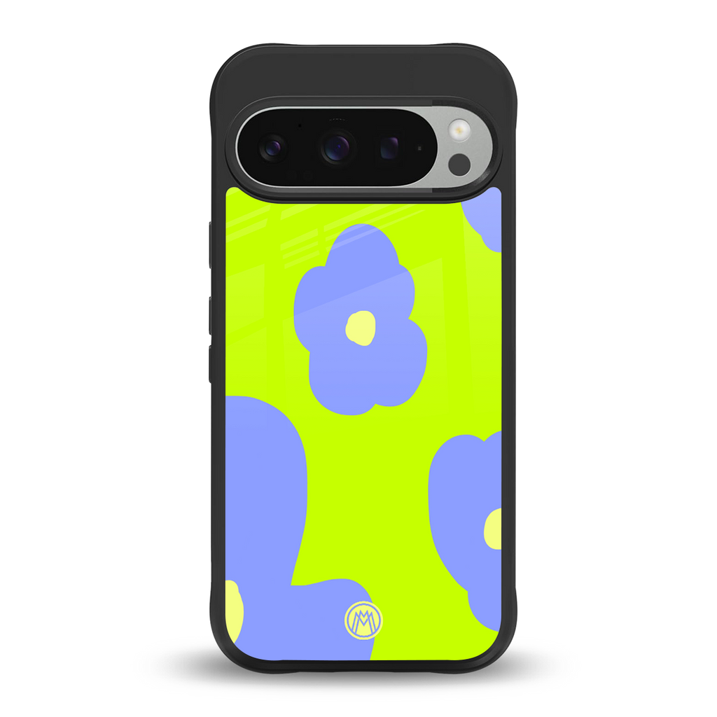 chartreuse arctic flowers back phone cover | glass case for google pixel 9 pro