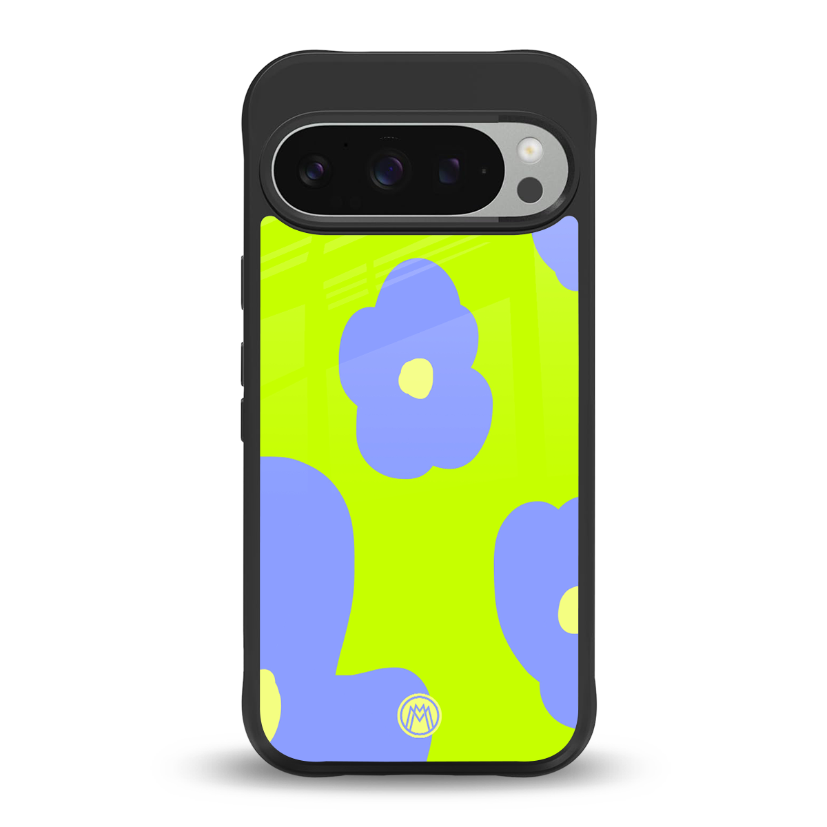 chartreuse arctic flowers back phone cover | glass case for google pixel 9 pro xl