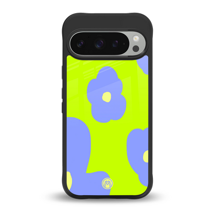 chartreuse arctic flowers back phone cover | glass case for google pixel 9 pro xl