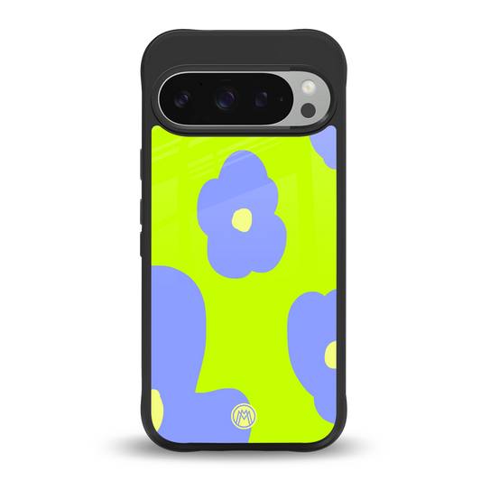 chartreuse arctic flowers back phone cover | glass case for google pixel 9 pro xl