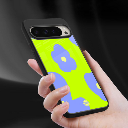 chartreuse arctic flowers back phone cover | glass case for google pixel 9 pro xl