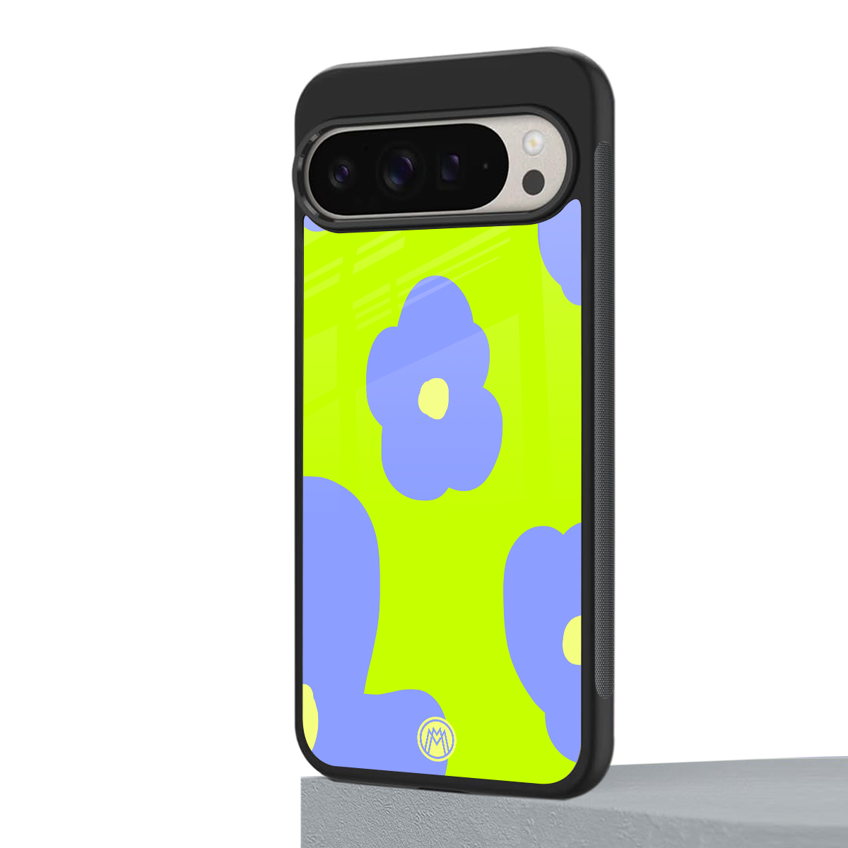chartreuse arctic flowers back phone cover | glass case for google pixel 9 pro xl