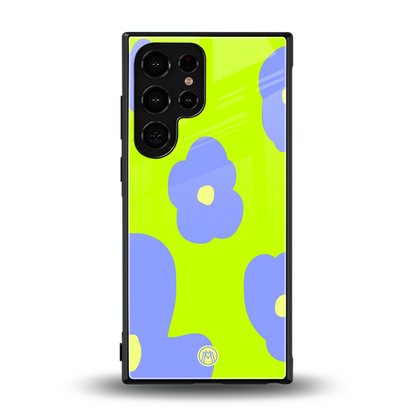 chartreuse arctic flowers back phone cover | glass case for samsung galaxy s23 ultra