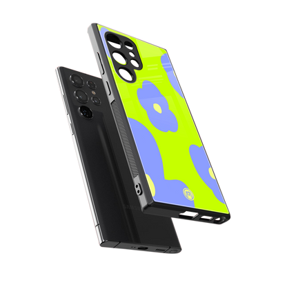 chartreuse arctic flowers back phone cover | glass case for samsung galaxy s23 ultra