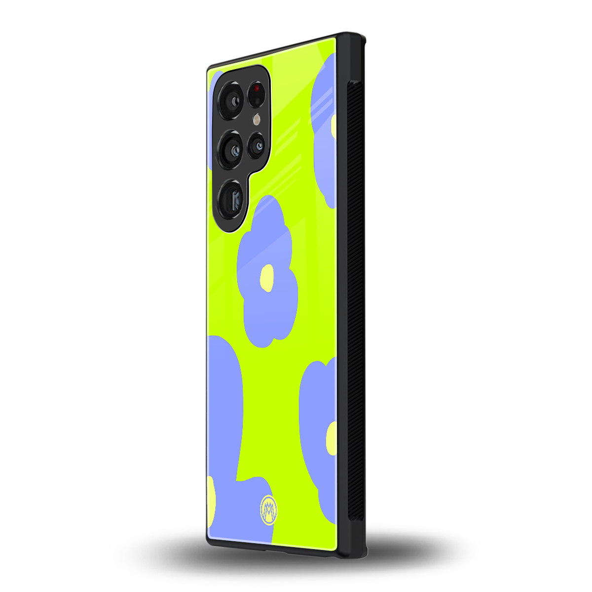 chartreuse arctic flowers back phone cover | glass case for samsung galaxy s24 ultra