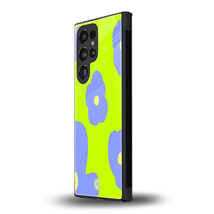 chartreuse arctic flowers back phone cover | glass case for samsung galaxy s23 ultra