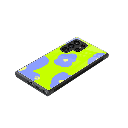 chartreuse arctic flowers back phone cover | glass case for samsung galaxy s24 ultra