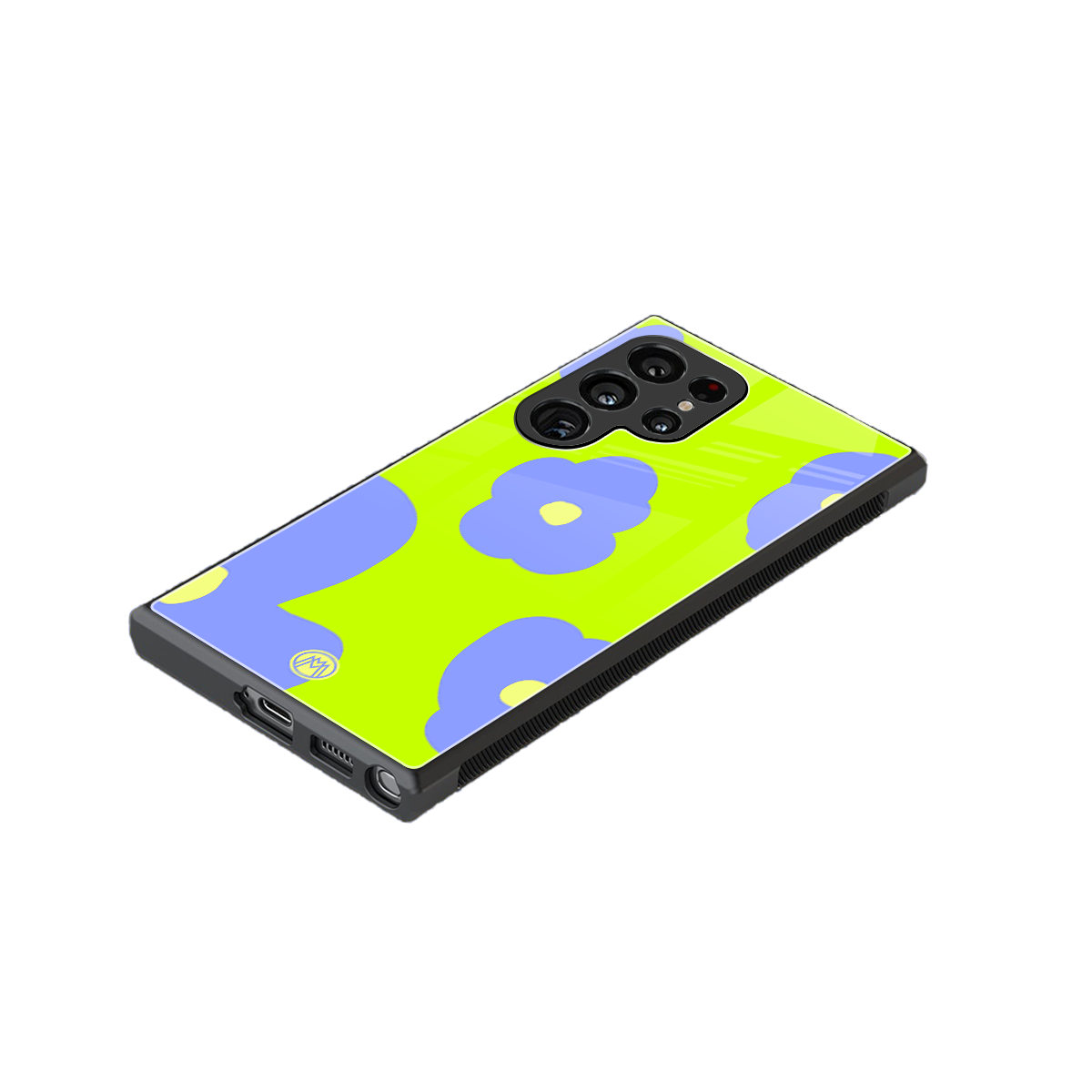 chartreuse arctic flowers back phone cover | glass case for samsung galaxy s23 ultra