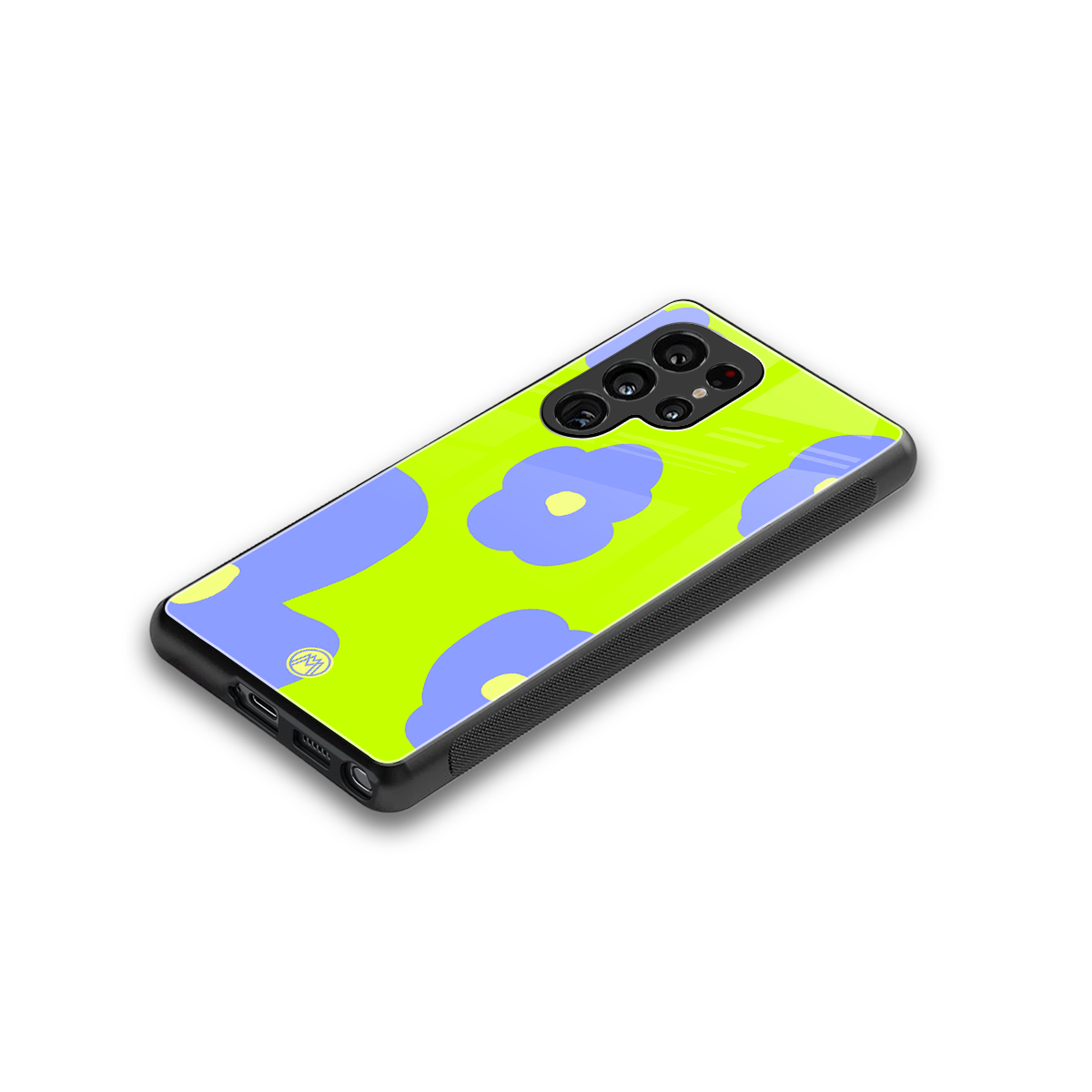 chartreuse arctic flowers back phone cover | glass case for samsung galaxy s25 ultra