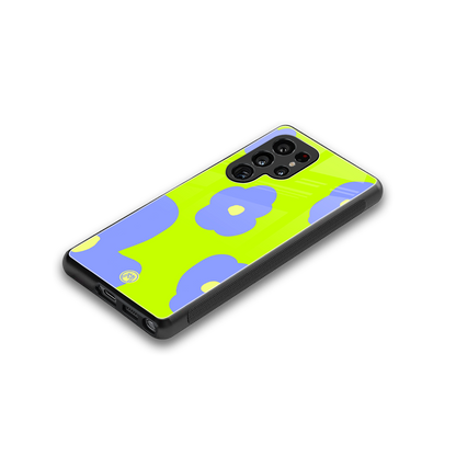 chartreuse arctic flowers back phone cover | glass case for samsung galaxy s25 ultra