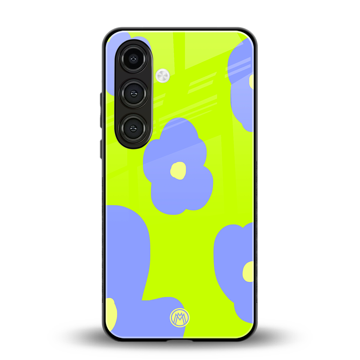 chartreuse arctic flowers back phone cover | glass case for samsung galaxy s25 plus