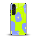 chartreuse arctic flowers back phone cover | glass case for samsung galaxy s24 plus