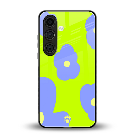 chartreuse arctic flowers back phone cover | glass case for samsung galaxy s24 plus