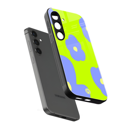 chartreuse arctic flowers back phone cover | glass case for samsung galaxy s24 plus