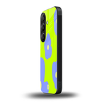 chartreuse arctic flowers back phone cover | glass case for samsung galaxy s24