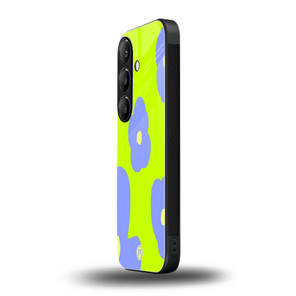 chartreuse arctic flowers back phone cover | glass case for samsung galaxy s24