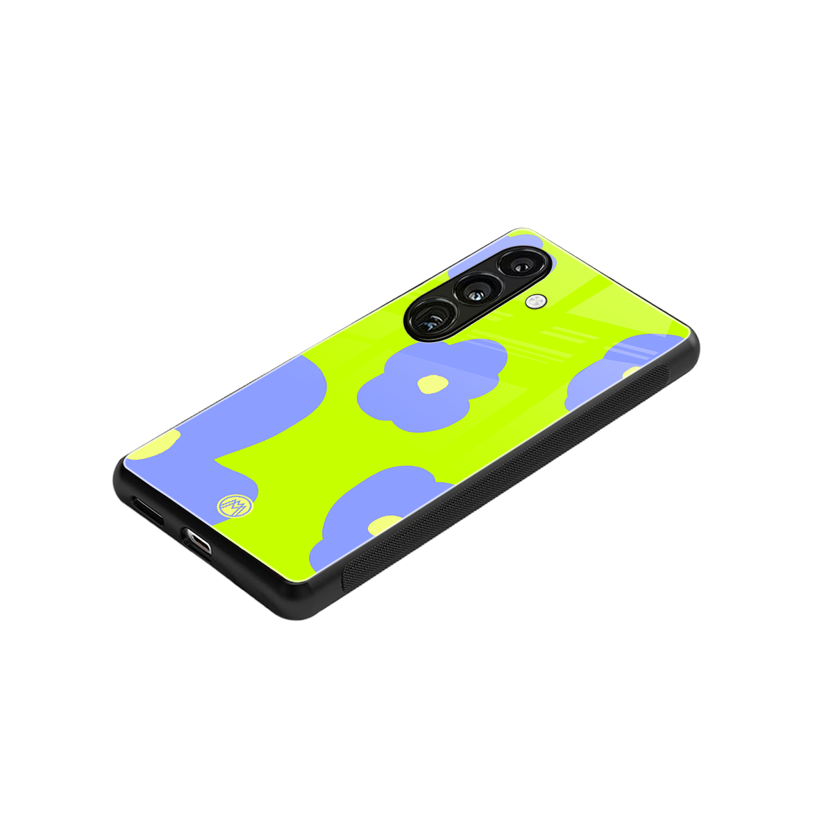 chartreuse arctic flowers back phone cover | glass case for samsung galaxy s24 fe