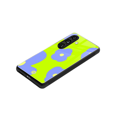 chartreuse arctic flowers back phone cover | glass case for samsung galaxy s24 fe