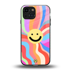 cheerful smiley back phone cover | glass case for iphone 13 mini