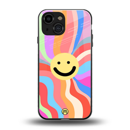 cheerful smiley back phone cover | glass case for iphone 13 mini