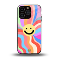 cheerful smiley back phone cover | glass case for iphone 13 pro