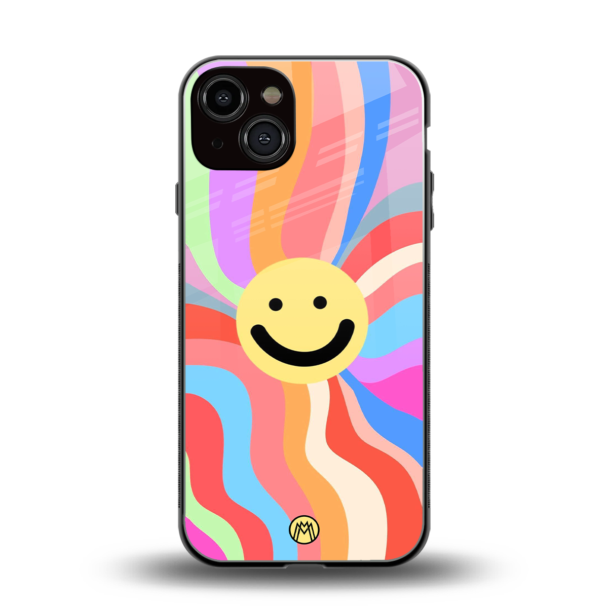 cheerful smiley back phone cover | glass case for iphone 13