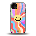 cheerful smiley back phone cover | glass case for iphone 15 plus