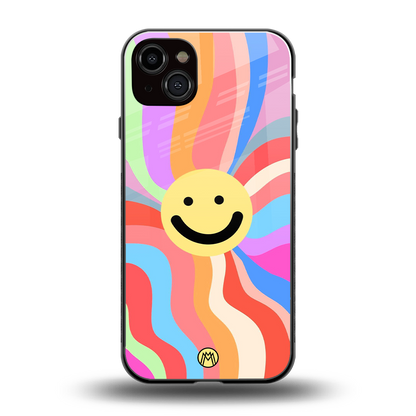 cheerful smiley back phone cover | glass case for iphone 14 plus