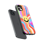 cheerful smiley back phone cover | glass case for iphone 15 plus