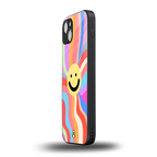 cheerful smiley back phone cover | glass case for iphone 14 plus