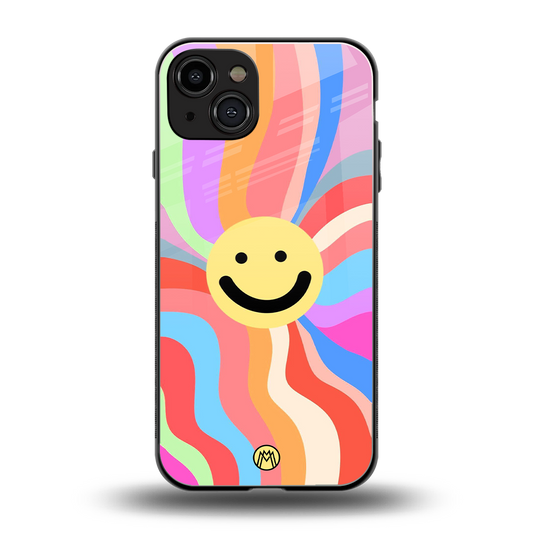 cheerful smiley back phone cover | glass case for iphone 15