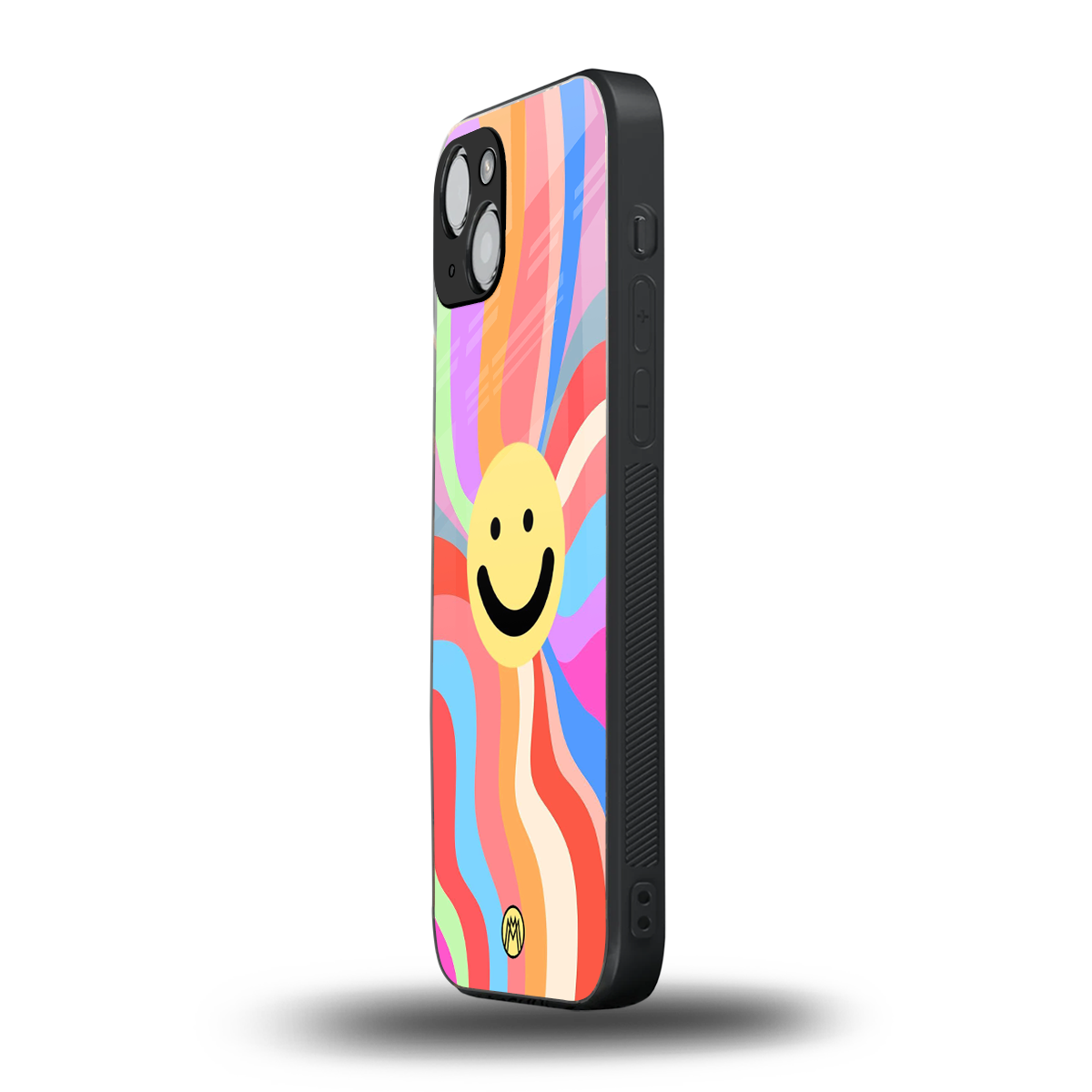 cheerful smiley back phone cover | glass case for iphone 15