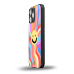 cheerful smiley back phone cover | glass case for iphone 16 pro max
