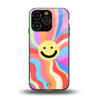 cheerful smiley back phone cover | glass case for iphone 16 pro